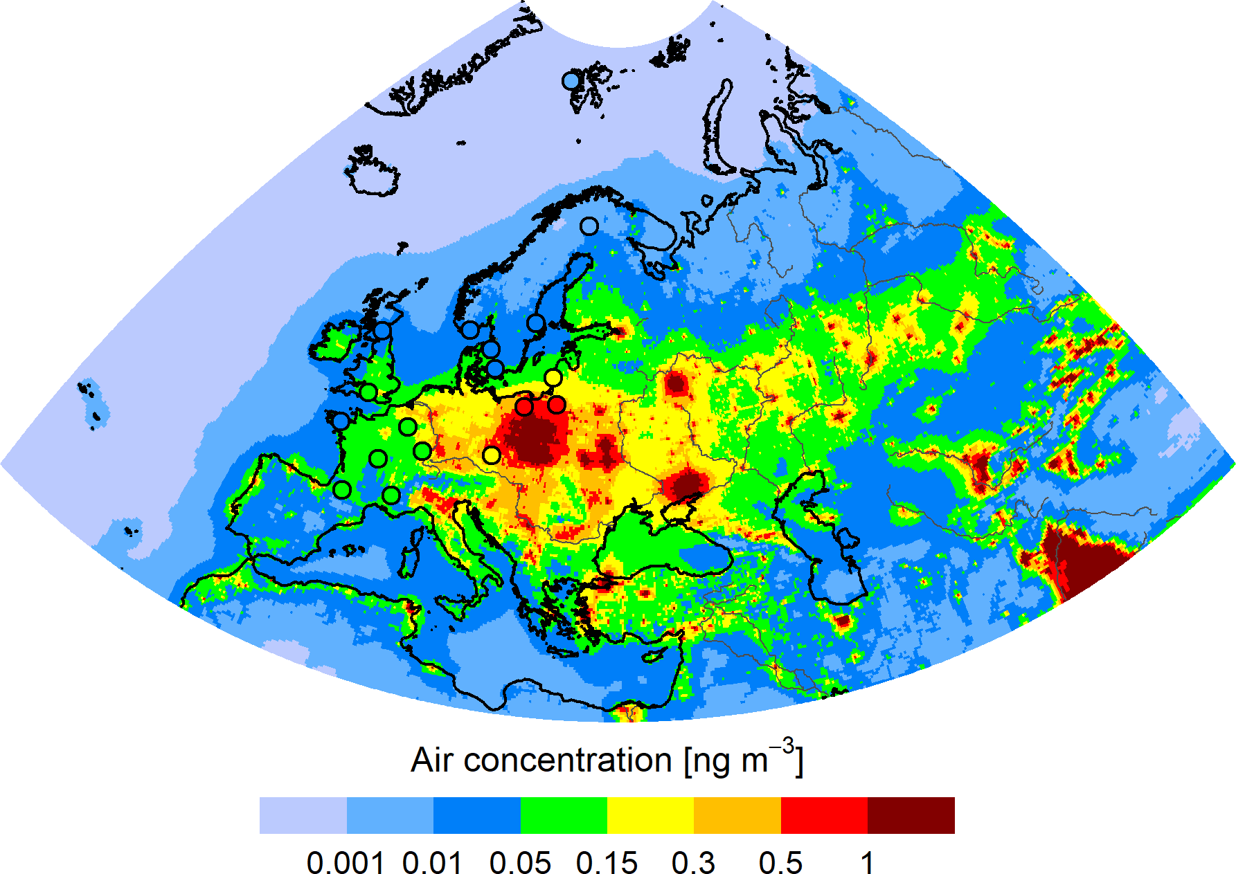 BbF concentration in the EMEP region