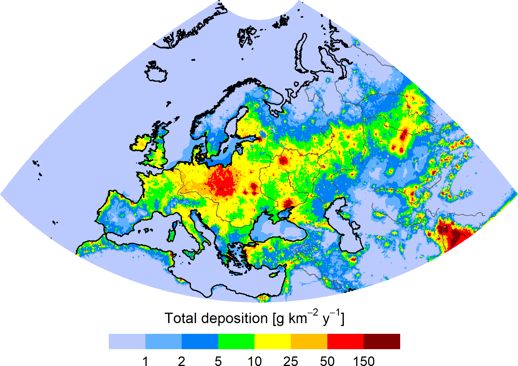 BkF deposition in the EMEP region