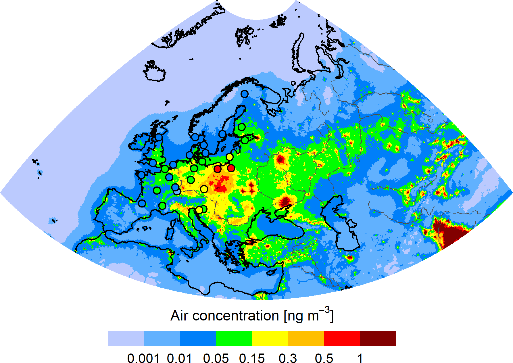IP concentration in the EMEP region