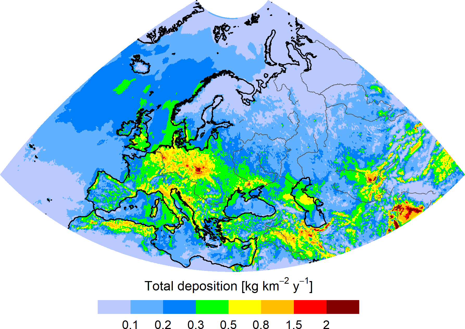 Pb deposition in the EMEP region
